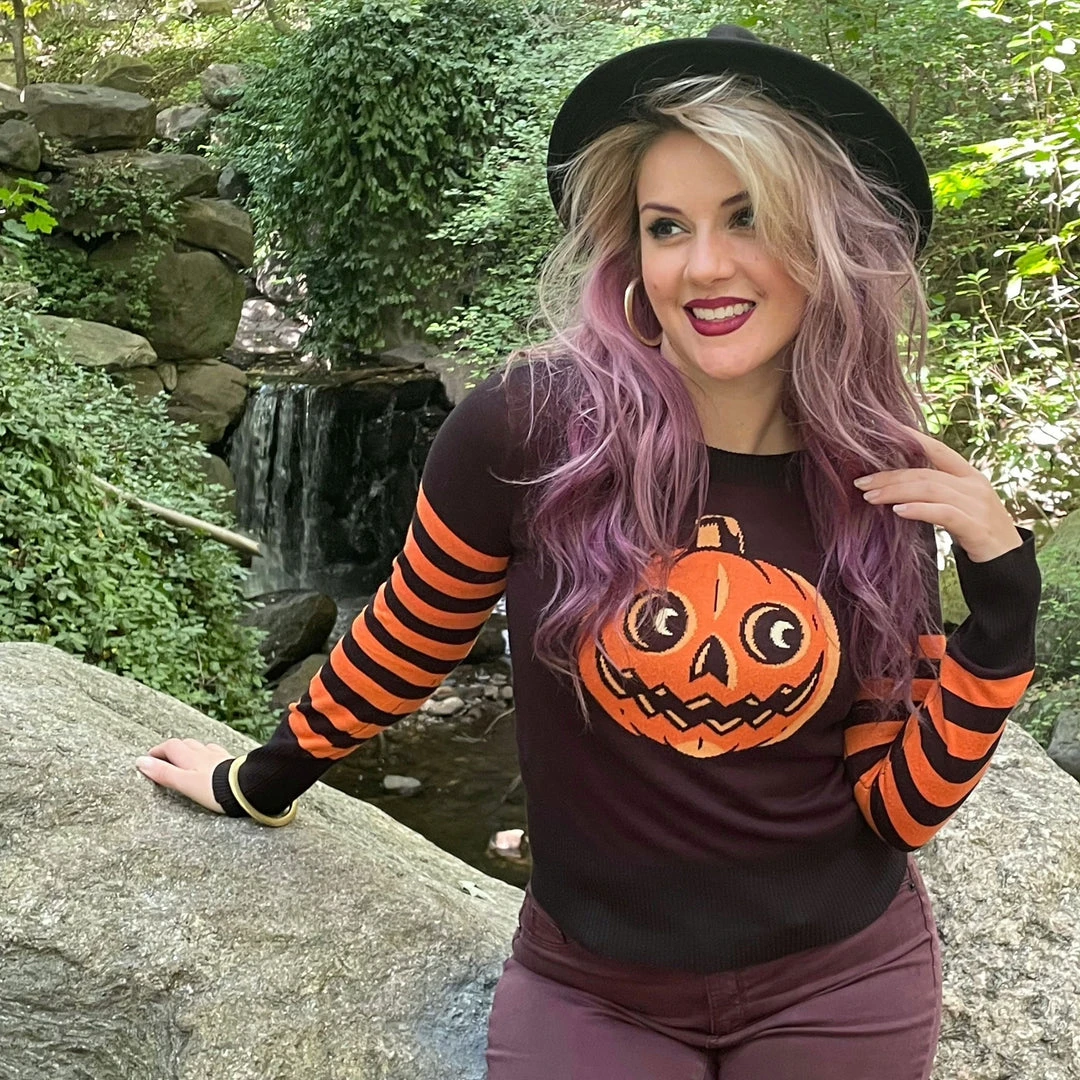 SOURPUSS PUMPKIN STRIPE SWEATER 3 SOURPUSS PUMPKIN STRIPE SWEATER