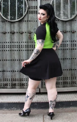 SOURPUSS NOKTURNAL BATS RAGLAN SKATER DRESS GREEN Neon Dreams