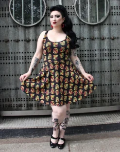 Neon Dreams SOURPUSS TINY TIKI CAMI SKATER DRESS