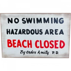 TRICK OR TREAT STUDIOS JAWS NO SWIMMING WOOD SIGN
