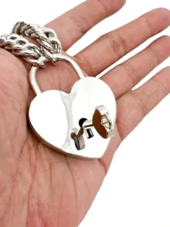 None JUMBO HEART LOCK PENDANT NECKLACE SILVER Ghouls Just Wanna Have Sun