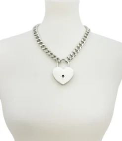 None JUMBO HEART LOCK PENDANT NECKLACE SILVER Ghouls Just Wanna Have Sun
