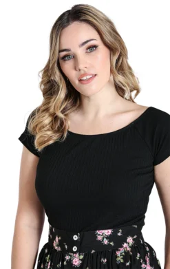 Shop Sour+Plus HELL BUNNY KIMMIE TOP BLACK