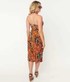 UNIQUE VINTAGE PARROT PRINT LEILANI SARONG DRESS