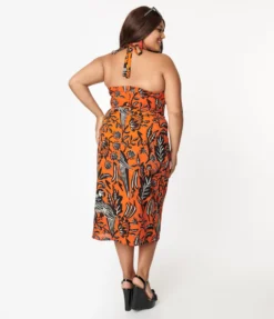 UNIQUE VINTAGE PARROT PRINT LEILANI SARONG DRESS