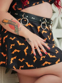 SOURPUSS LUNA BATS BLACK/ORANGE SWIM SKIRT