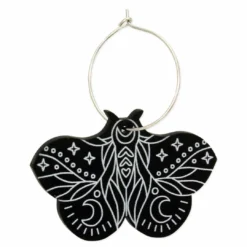 None LUNA MOTH HOOP EARRINGS BLK/WHT What's New