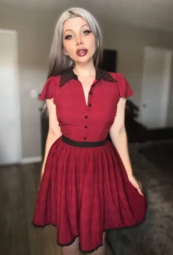 SOURPUSS LYDIA DRESS BURGUNDY Shop Sour+Plus