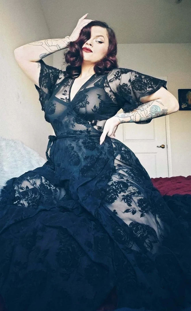 WAX POETIC FLOCKED ROSE MESH LYDIA WRAP MAXI DRESS 3 WAX POETIC FLOCKED ROSE MESH LYDIA WRAP MAXI DRESS