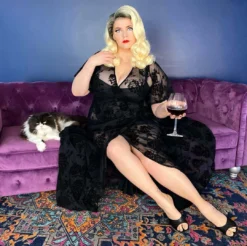 WAX POETIC FLOCKED ROSE MESH LYDIA WRAP MAXI DRESS 11 WAX POETIC FLOCKED ROSE MESH LYDIA WRAP MAXI DRESS