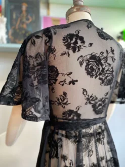 WAX POETIC FLOCKED ROSE MESH LYDIA WRAP MAXI DRESS 9 WAX POETIC FLOCKED ROSE MESH LYDIA WRAP MAXI DRESS