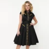 UNIQUE VINTAGE MADELINE DRESS BLK W/ GOLD TRIM What's New