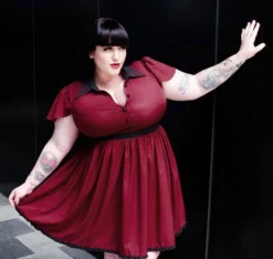 SOURPUSS LYDIA DRESS BURGUNDY Shop Sour+Plus