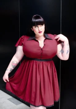 SOURPUSS LYDIA DRESS BURGUNDY Shop Sour+Plus
