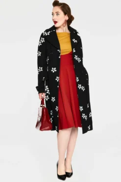 VOODOO VIXEN MARJORIE FLORAL COAT BLACK