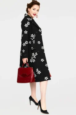 VOODOO VIXEN MARJORIE FLORAL COAT BLACK