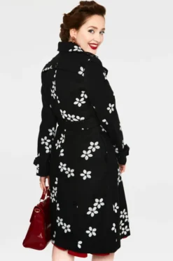 VOODOO VIXEN MARJORIE FLORAL COAT BLACK