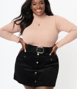 UNIQUE VINTAGE MARLO CORDUROY MINI SKIRT BLACK Shop Sour+Plus