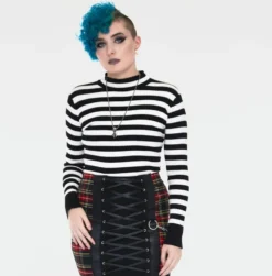JAWBREAKER MENACE BLK/WHT STRIPED SWEATER Apparel