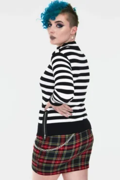 JAWBREAKER MENACE BLK/WHT STRIPED SWEATER Apparel