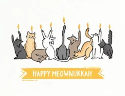 None Holidays HAPPY MEOWNUKKAH HANUKKAH GREETING CARD