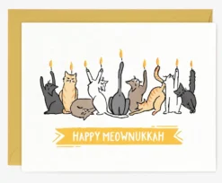 None Holidays HAPPY MEOWNUKKAH HANUKKAH GREETING CARD