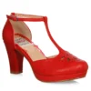 Bettie Page Shoes BETTIE PAGE MERCY T-STRAP HEELS RED What's New