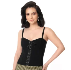 UNIQUE VINTAGE CORSET MITZI TOP BLACK 10 UNIQUE VINTAGE CORSET MITZI TOP BLACK