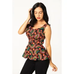 MISS LULO RAINBOWS MOLLY PEPLUM TOP