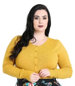HELL BUNNY PALOMA CARDIGAN MUSTARD