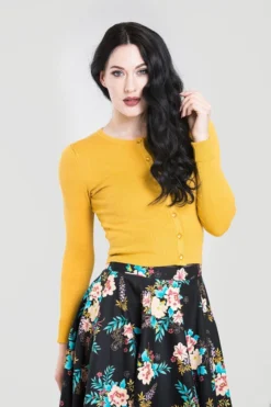 HELL BUNNY PALOMA CARDIGAN MUSTARD