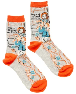 Blue Q MY CAT IS COOL AS F CREW SOCKS