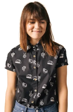 PYKNIC NO PROBLEMO WOMENS BUTTON UP TOP