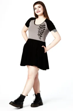 SOURPUSS NOKTURNAL BATS RAGLAN SKATER DRESS GRAY Shop Sour+Plus