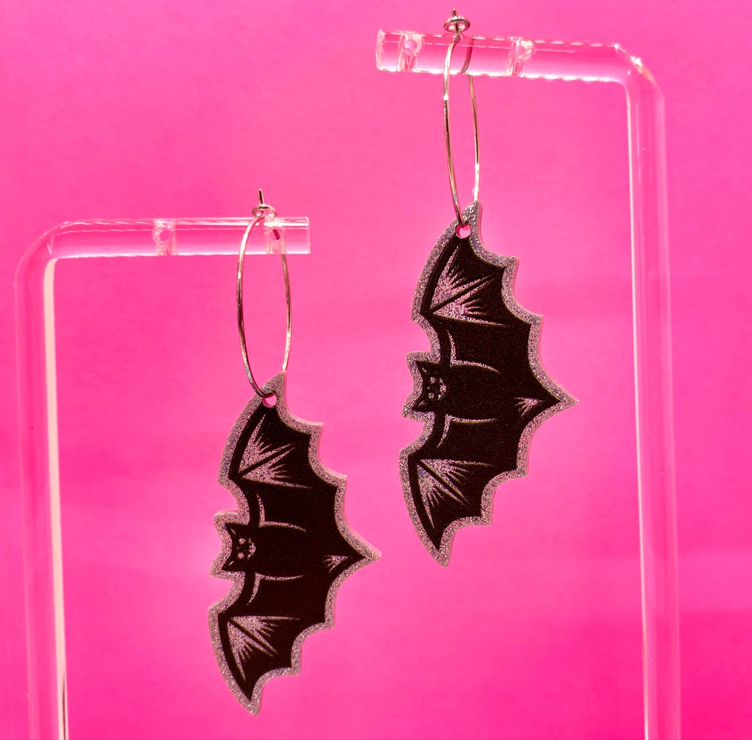 SOURPUSS NOKTURNAL BAT ACRYLIC HOOPS SILVER 3 SOURPUSS NOKTURNAL BAT ACRYLIC HOOPS SILVER