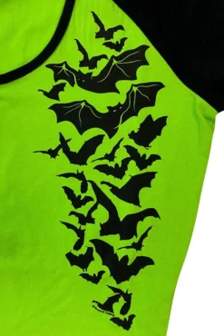 SOURPUSS NOKTURNAL BATS RAGLAN SKATER DRESS GREEN Neon Dreams