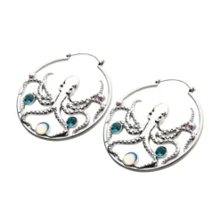 None Ghouls Just Wanna Have Sun OCTOPUS WITH GEMS HOOPS