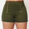 What's New UNIQUE VINTAGE OLIVE DENIM SUMMER LOVE SHORTS