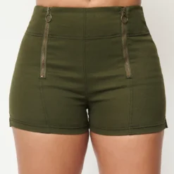 What's New UNIQUE VINTAGE OLIVE DENIM SUMMER LOVE SHORTS