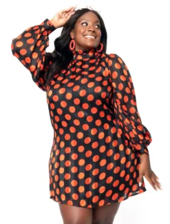 SMAK PARLOUR BLACK & ORANGE POLKA DOT GIRL TALK SHIFT DRESS Shop Sour+Plus