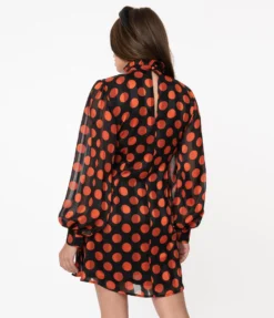 SMAK PARLOUR BLACK & ORANGE POLKA DOT GIRL TALK SHIFT DRESS Shop Sour+Plus