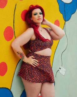 SOURPUSS ORANGE LEOPARD SWIM SKIRT