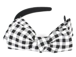 None PATTY GINGHAM BOW HEADBAND BLACK