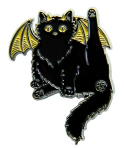 ECTOGASM BLACK CAT PENTACLE BUTT ENAMEL PIN Back In Stock