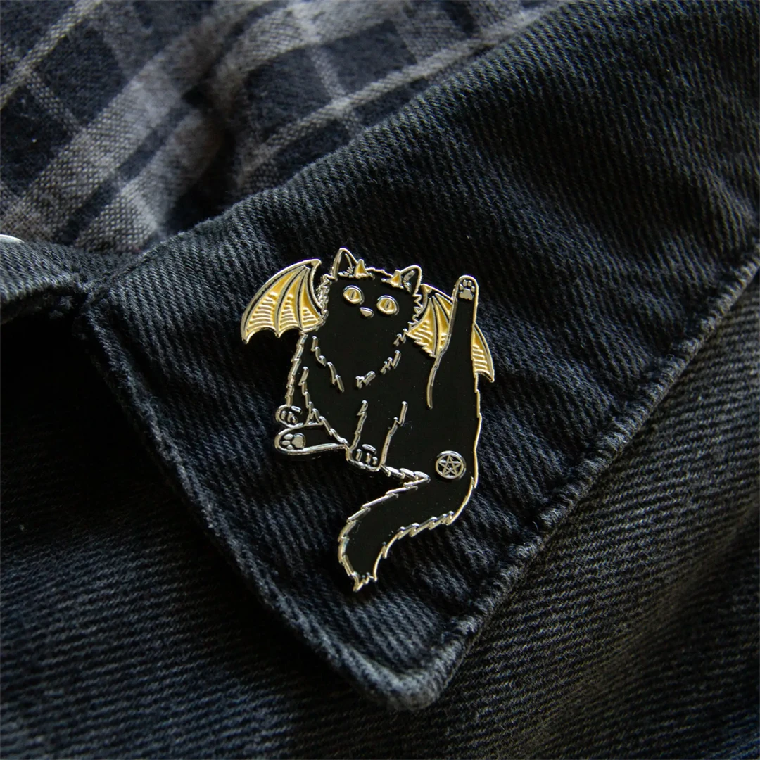 ECTOGASM BLACK CAT PENTACLE BUTT ENAMEL PIN Back In Stock 4 ECTOGASM BLACK CAT PENTACLE BUTT ENAMEL PIN Back In Stock
