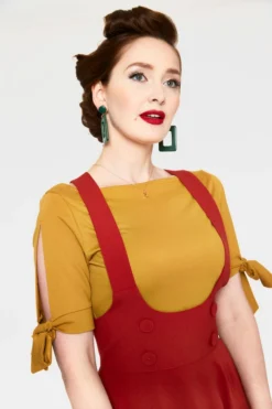 VOODOO VIXEN PHOEBE HIGH WAISTED OVERALL SKIRT RUST