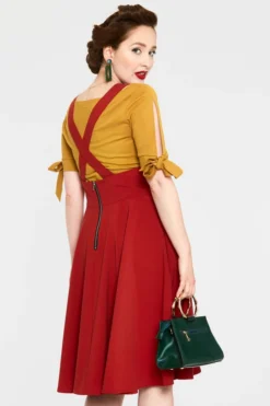 VOODOO VIXEN PHOEBE HIGH WAISTED OVERALL SKIRT RUST