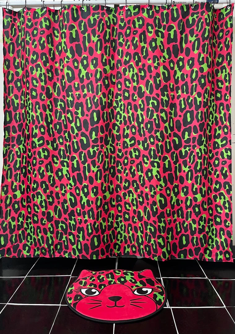 SOURPUSS LEOPARD CAT BATH MAT PINK Haunted Homewares 4 SOURPUSS LEOPARD CAT BATH MAT PINK Haunted Homewares