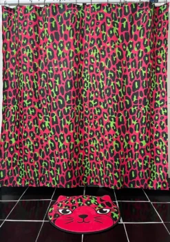 SOURPUSS PINK LEOPARD SHOWER CURTAIN Haunted Homewares