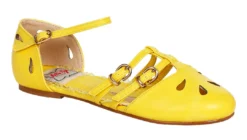 Bettie Page Shoes BETTIE PAGE POLLY BUCKLE FLATS YELLOW Footwear